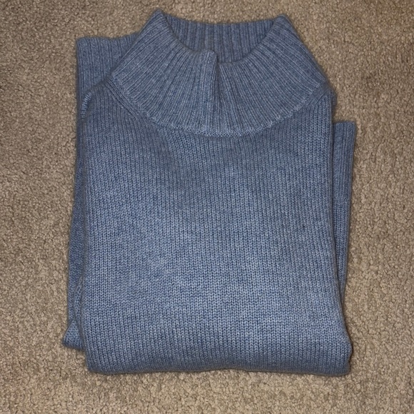 360 Cashmere Blue Mock Neck Sweater | Medium - Picture 2 of 11